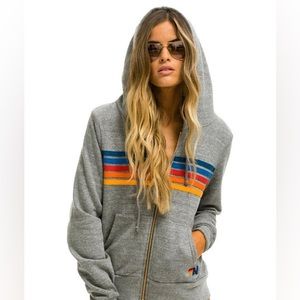 Aviator Nation Heather Grey 2 - 5 Stripe Hoodie.